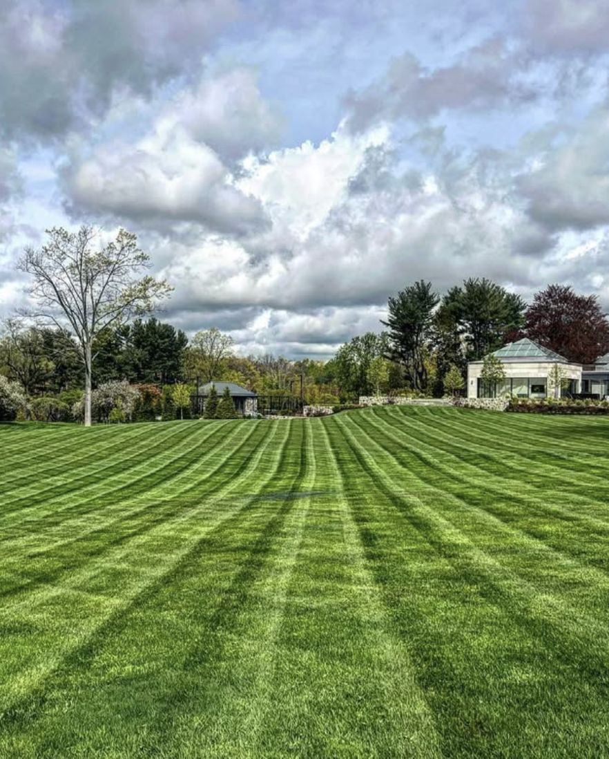 Perfectly striped lawn maintained by Atko Bros Landscaping