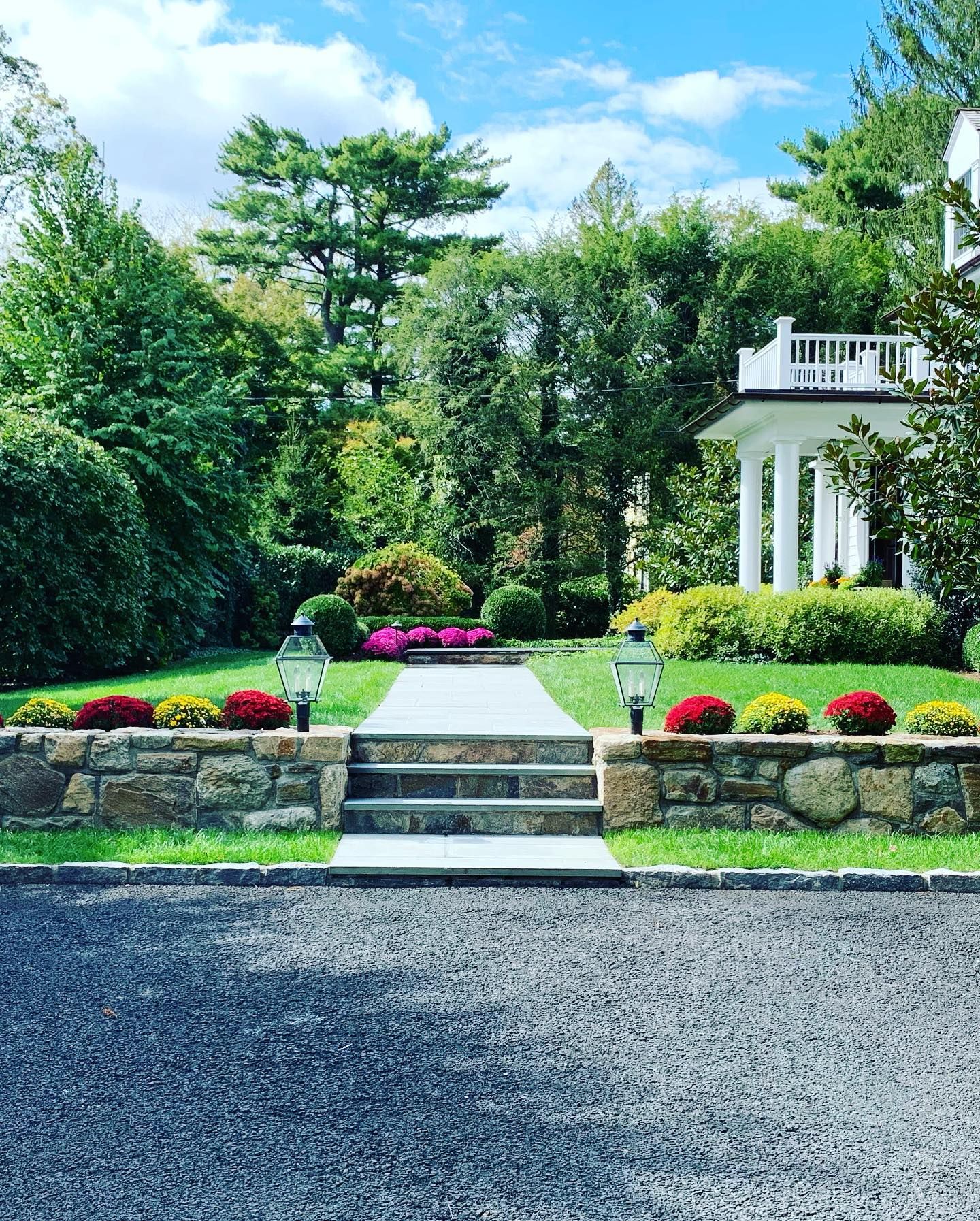Stone entrance landscaping