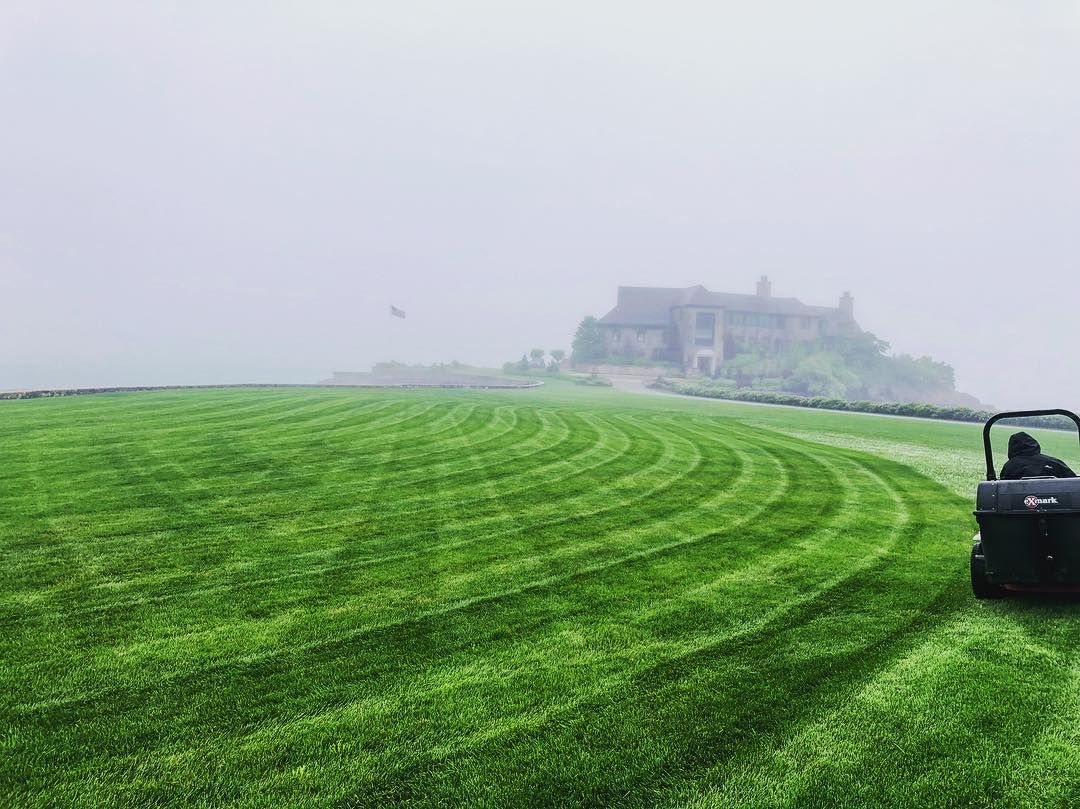 Manicured estate lawn