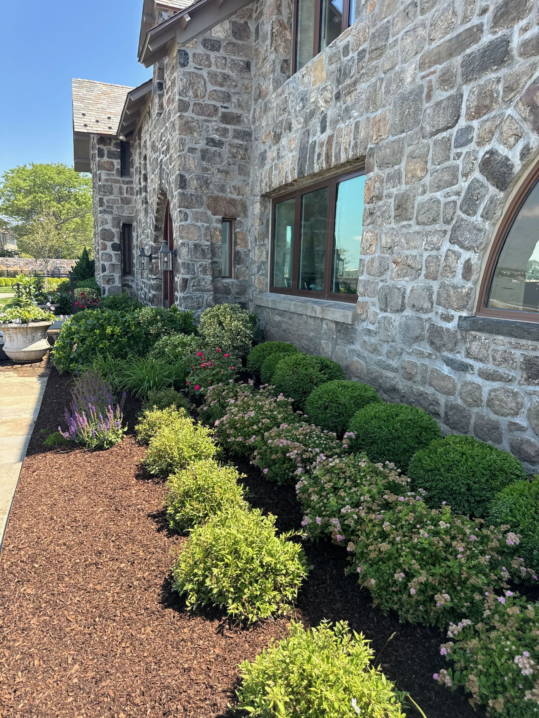 Foundation planting at stone estate