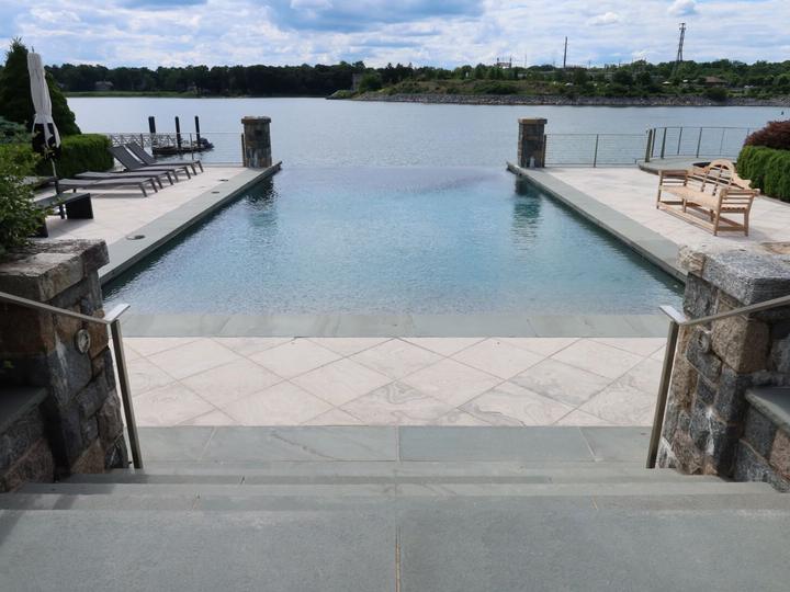 Waterfront infinity pool terrace